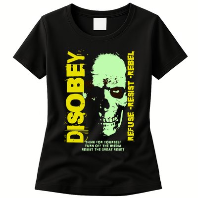 Disobey Politically Incorrect Resist The Great Reset Womens T-Shirt