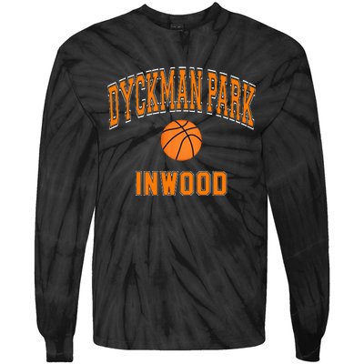 Dyckman Park Inwood Text Basketball Orange Print Tie-Dye Long Sleeve Shirt