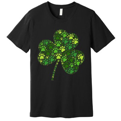 Dog Paw Irish Lucky Green Shamrock Clover St Patricks Day Premium T-Shirt