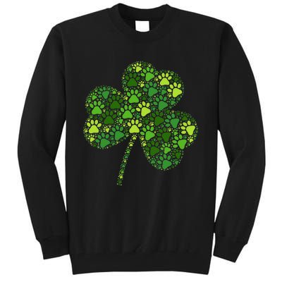 Dog Paw Irish Lucky Green Shamrock Clover St Patricks Day Tall Sweatshirt