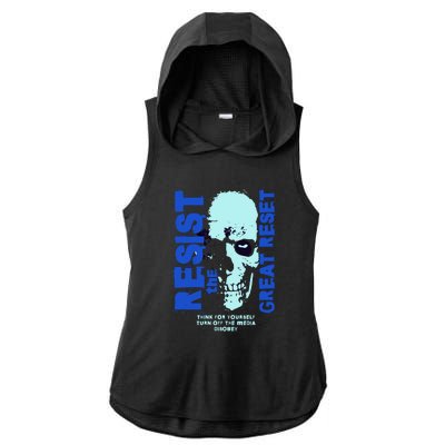 Disobey Politically Incorrect Resist The Great Reset Ladies PosiCharge Tri-Blend Wicking Draft Hoodie Tank