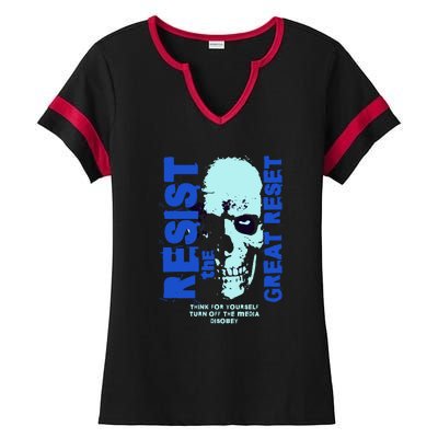 Disobey Politically Incorrect Resist The Great Reset Ladies Halftime Notch Neck Tee