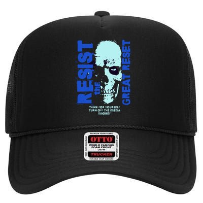 Disobey Politically Incorrect Resist The Great Reset High Crown Mesh Back Trucker Hat