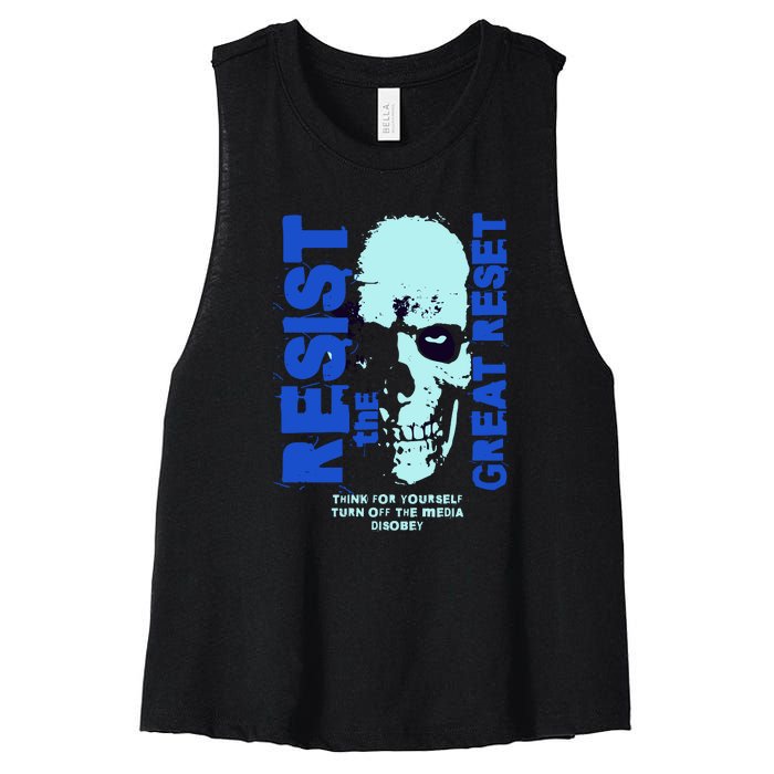 Disobey Politically Incorrect Resist The Great Reset Women's Racerback Cropped Tank