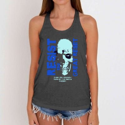 Disobey Politically Incorrect Resist The Great Reset Women's Knotted Racerback Tank