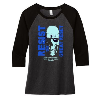 Disobey Politically Incorrect Resist The Great Reset Women's Tri-Blend 3/4-Sleeve Raglan Shirt