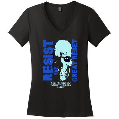 Disobey Politically Incorrect Resist The Great Reset Women's V-Neck T-Shirt