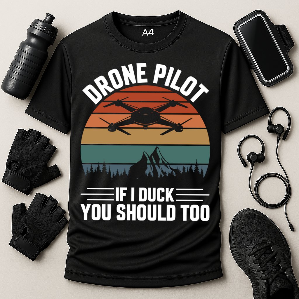 Drone Pilot If I Duck You Should Too Quadcopter Drone Pilot Rc Drones Cooling Performance Crew T-Shirt