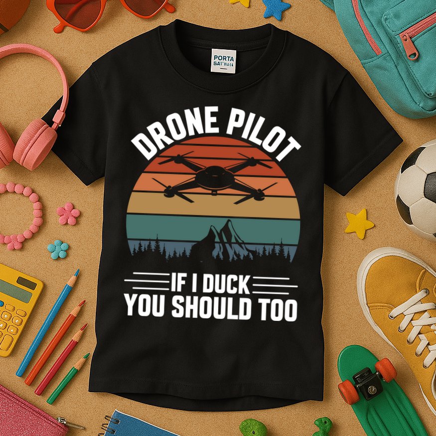 Drone Pilot If I Duck You Should Too Quadcopter Drone Pilot Rc Drones Kids T-Shirt