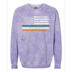 Distressed Patriotic Irish American Flag Gift Colorblast Crewneck Sweatshirt