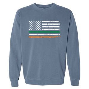 Distressed Patriotic Irish American Flag Gift Garment-Dyed Sweatshirt