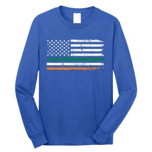 Distressed Patriotic Irish American Flag Gift Long Sleeve Shirt