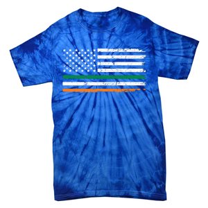 Distressed Patriotic Irish American Flag Gift Tie-Dye T-Shirt