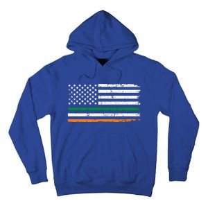 Distressed Patriotic Irish American Flag Gift Tall Hoodie