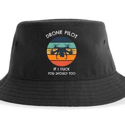 Drone Pilot If I Duck You Should Too Funny Drone Sustainable Bucket Hat