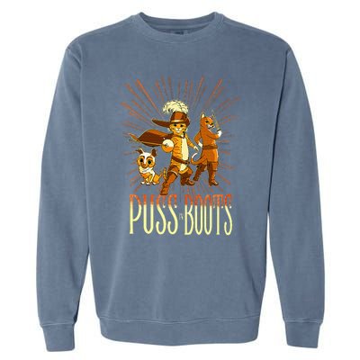 DreamWorks Puss In Boots The Last Wish Cat Trio Poster Garment-Dyed Sweatshirt