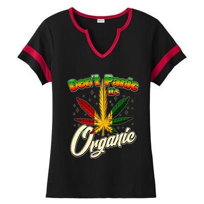 Dont Panic Its Organic Weed Marijuana Ladies Halftime Notch Neck Tee