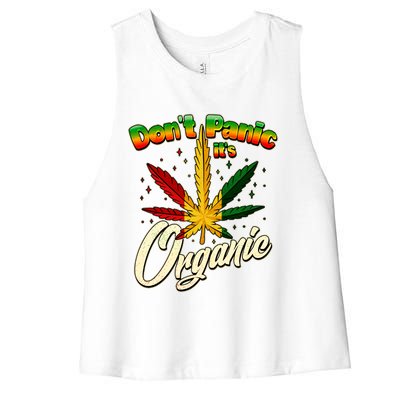 Dont Panic Its Organic Weed Marijuana Women's Racerback Cropped Tank