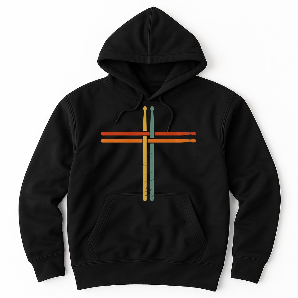 Drumming Percussion Jesus Christian Drummer Drum Stick Hoodie