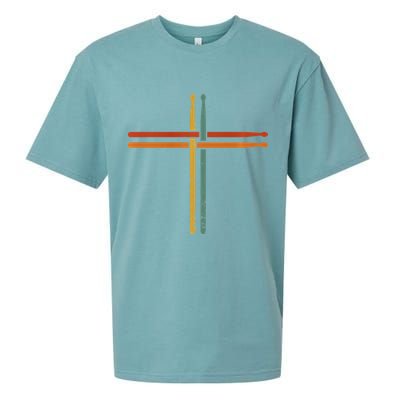Drumming Percussion Jesus Christian Drummer Drum Stick Sueded Cloud Jersey T-Shirt