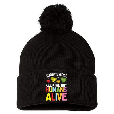 Daycare Provider Keep Tiny Humans Alive Childcare Teacher Pom Pom 12in Knit Beanie