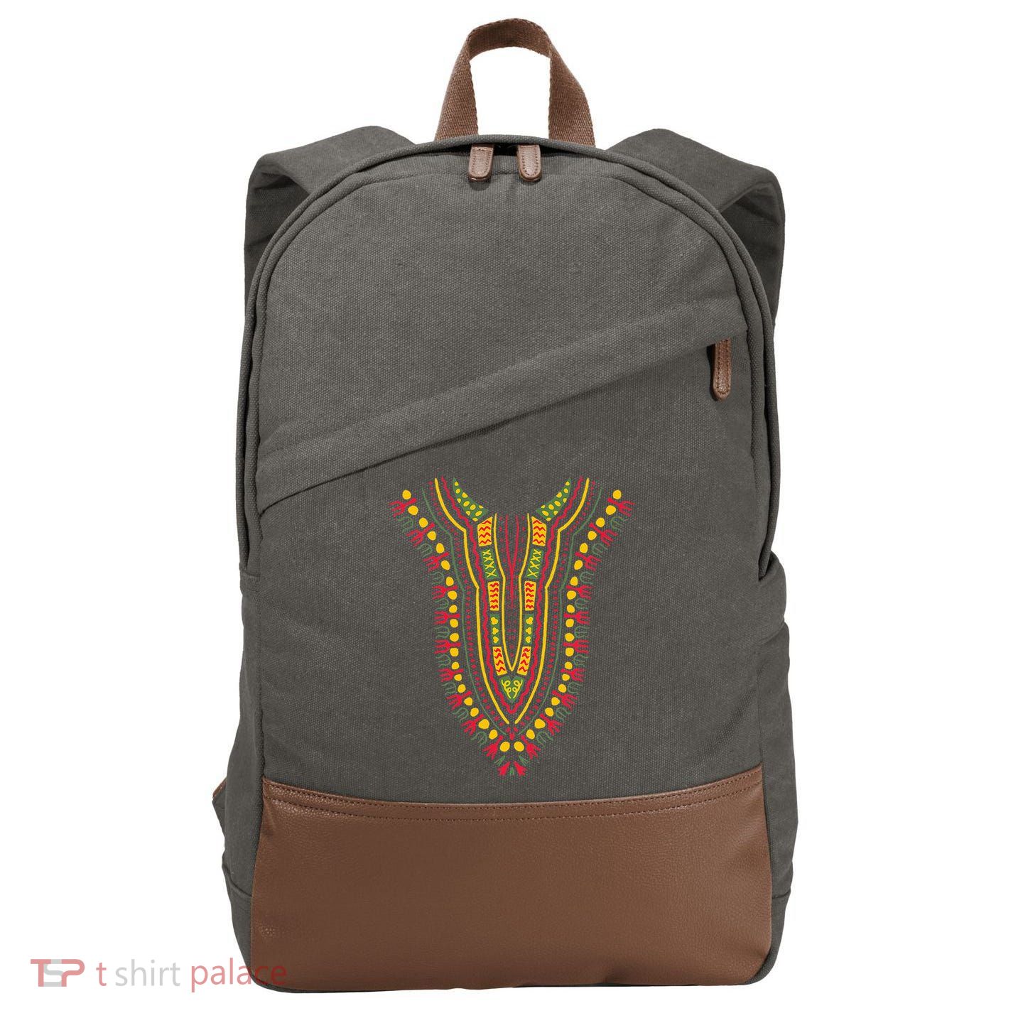 Dashiki Print Kente Ethnic African Pride Cotton Canvas Backpack