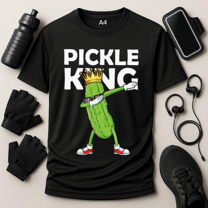 Dabbing Pickle King Cucumber Dab Funny Veggie Vegetarian Cooling Performance Crew T-Shirt