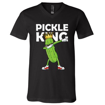 Dabbing Pickle King Cucumber Dab Funny Veggie Vegetarian V-Neck T-Shirt