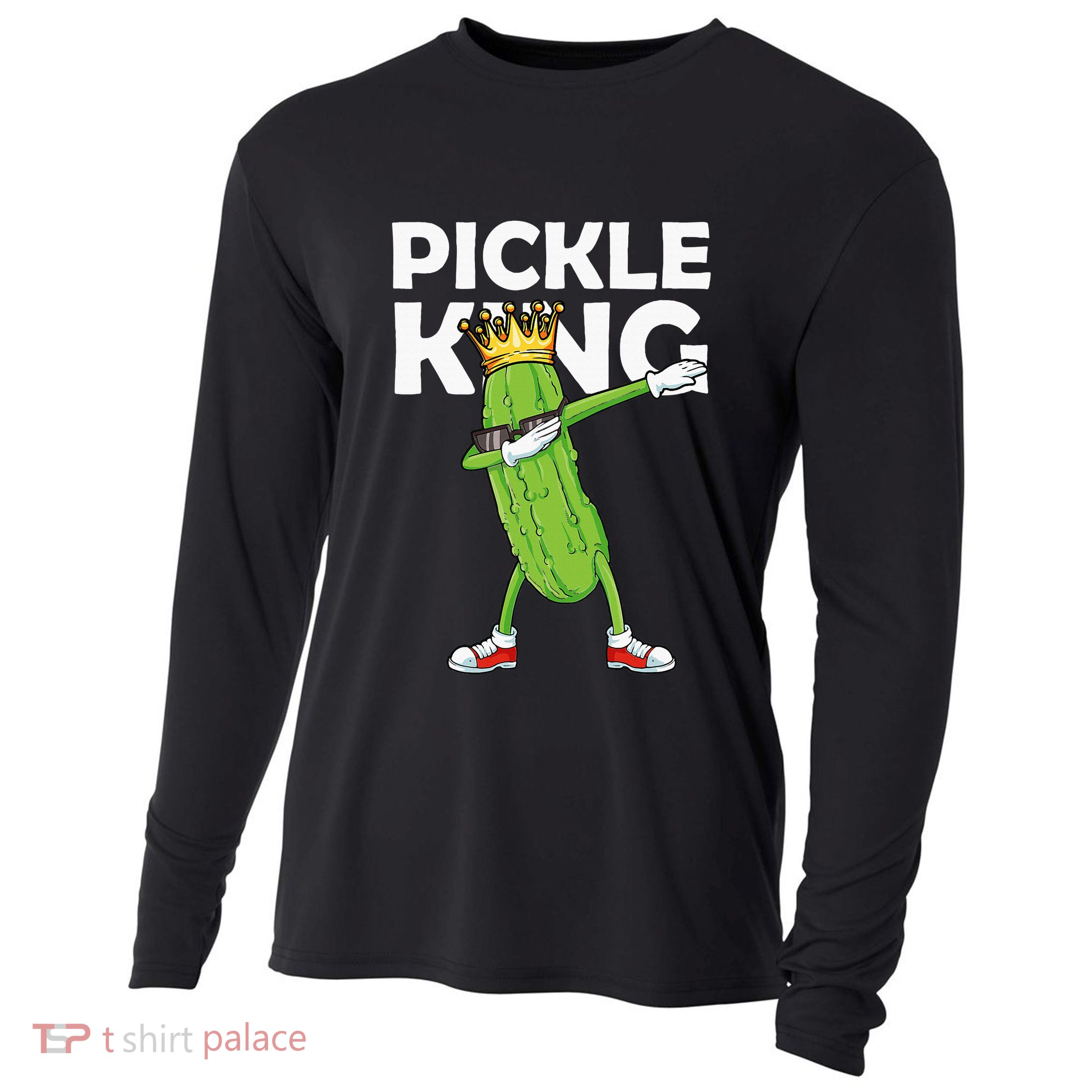 Dabbing Pickle King Cucumber Dab Funny Veggie Vegetarian Cooling Performance Long Sleeve Crew