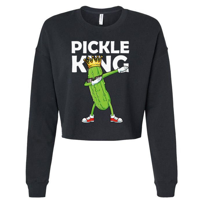 Dabbing Pickle King Cucumber Dab Funny Veggie Vegetarian Cropped Pullover Crew