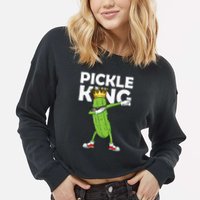 Dabbing Pickle King Cucumber Dab Funny Veggie Vegetarian Cropped Pullover Crew