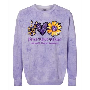 Daisy Peace Love Cure Pancreatic Cancer Awareness Gift Meaningful Gift Colorblast Crewneck Sweatshirt