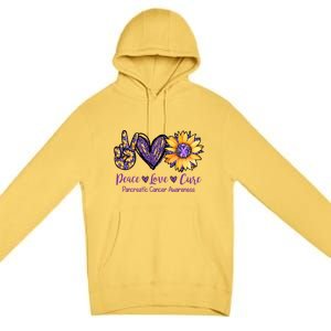 Daisy Peace Love Cure Pancreatic Cancer Awareness Gift Meaningful Gift Premium Pullover Hoodie