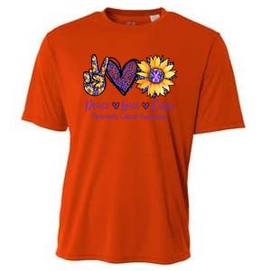 Daisy Peace Love Cure Pancreatic Cancer Awareness Gift Meaningful Gift Cooling Performance Crew T-Shirt