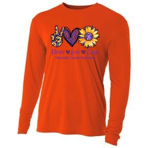 Daisy Peace Love Cure Pancreatic Cancer Awareness Gift Meaningful Gift Cooling Performance Long Sleeve Crew