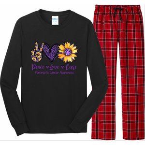 Daisy Peace Love Cure Pancreatic Cancer Awareness Gift Meaningful Gift Long Sleeve Pajama Set