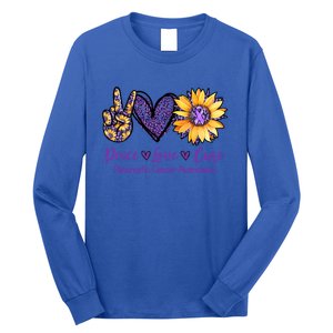 Daisy Peace Love Cure Pancreatic Cancer Awareness Gift Meaningful Gift Long Sleeve Shirt