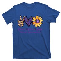 Daisy Peace Love Cure Pancreatic Cancer Awareness Gift Meaningful Gift T-Shirt