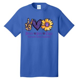 Daisy Peace Love Cure Pancreatic Cancer Awareness Gift Meaningful Gift Tall T-Shirt