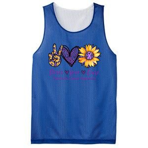 Daisy Peace Love Cure Pancreatic Cancer Awareness Gift Meaningful Gift Mesh Reversible Basketball Jersey Tank