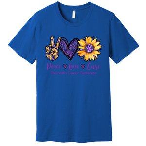 Daisy Peace Love Cure Pancreatic Cancer Awareness Gift Meaningful Gift Premium T-Shirt