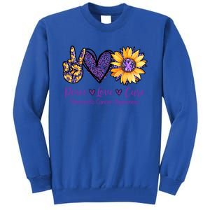 Daisy Peace Love Cure Pancreatic Cancer Awareness Gift Meaningful Gift Tall Sweatshirt