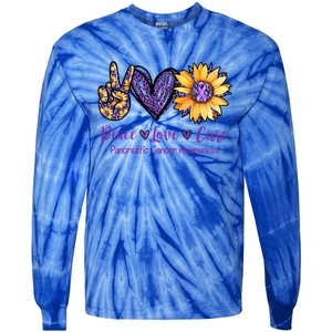 Daisy Peace Love Cure Pancreatic Cancer Awareness Gift Meaningful Gift Tie-Dye Long Sleeve Shirt