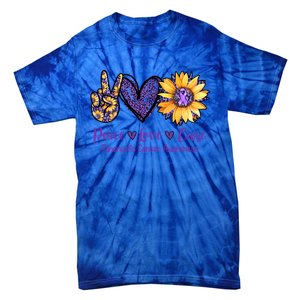 Daisy Peace Love Cure Pancreatic Cancer Awareness Gift Meaningful Gift Tie-Dye T-Shirt