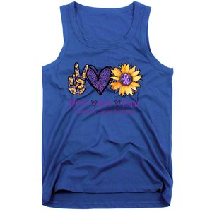 Daisy Peace Love Cure Pancreatic Cancer Awareness Gift Meaningful Gift Tank Top