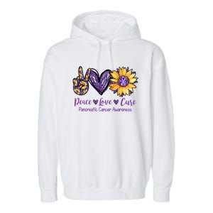 Daisy Peace Love Cure Pancreatic Cancer Awareness Gift Meaningful Gift Garment-Dyed Fleece Hoodie