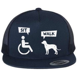 Dog Pet Lover Funny Sit Walk Wheelchair User For Dogs Owner Flat Bill Trucker Hat