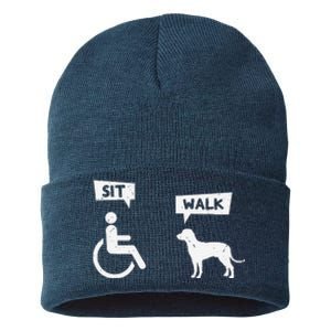 Dog Pet Lover Funny Sit Walk Wheelchair User For Dogs Owner Sustainable Knit Beanie