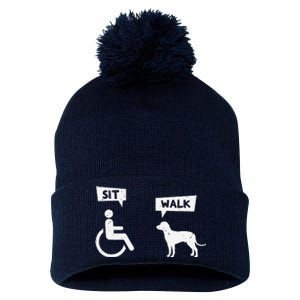 Dog Pet Lover Funny Sit Walk Wheelchair User For Dogs Owner Pom Pom 12in Knit Beanie