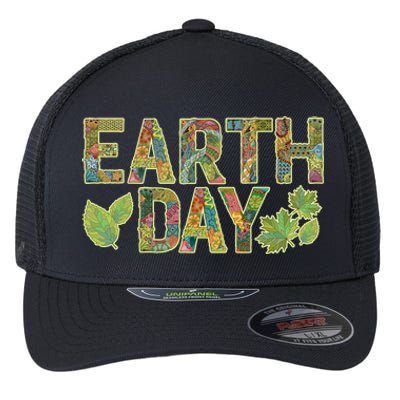 Decorative Pattern Letters Earth Day Flexfit Unipanel Trucker Cap